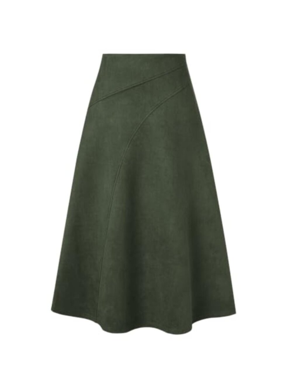 Faux Suede High Waist A-Line Midi Skirt for Work Office